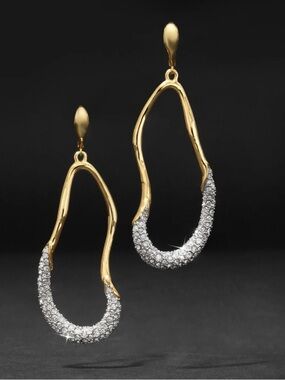 ALEXIS BITTAR Solanales Crystal Curve Leverback Drop Earrings Gold MY27 JN04